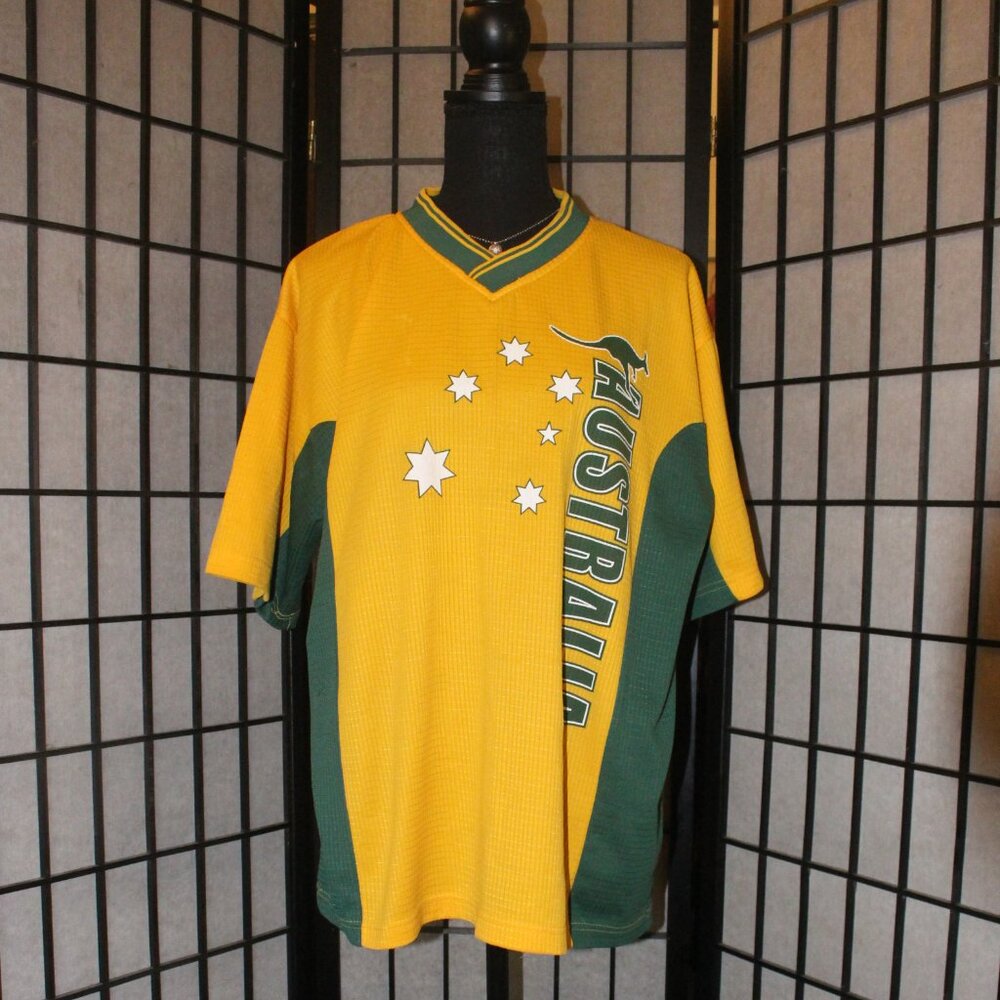 Unisex Retro Jersey - 2000s Australia Soccer Jersey Yellow/Green Boxy Streetwear